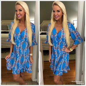 Button down floral ruffled dress (LG) kfabdesigns